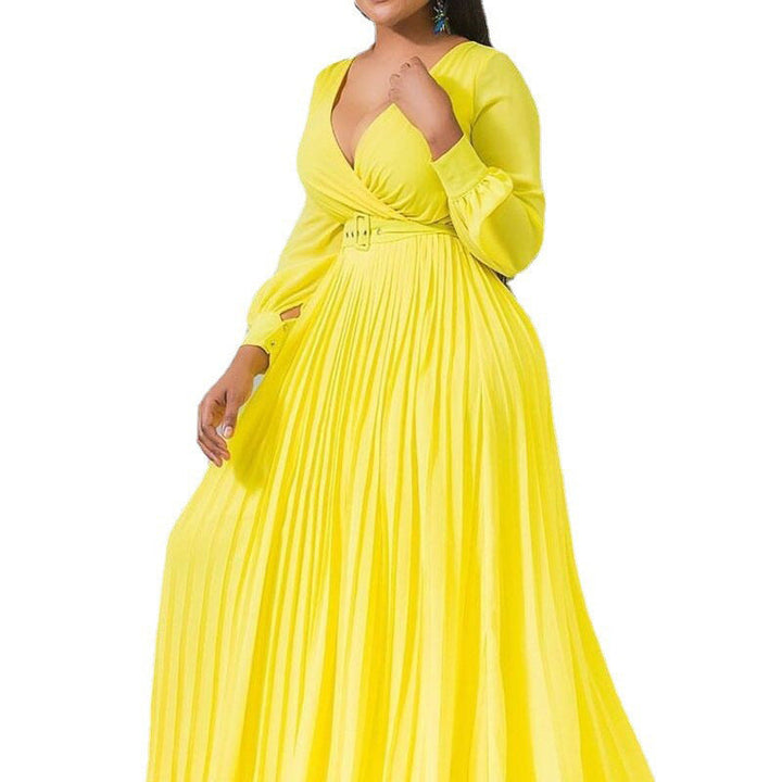 Stilla | Elegant Vintage Chiffon Langeærmet Lang Kjole