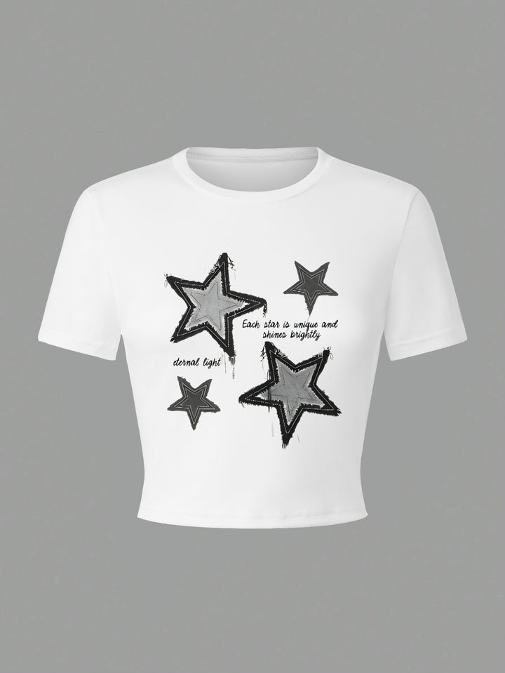 Dame Crop-T-shirt med kreativ telefon-design Skovae