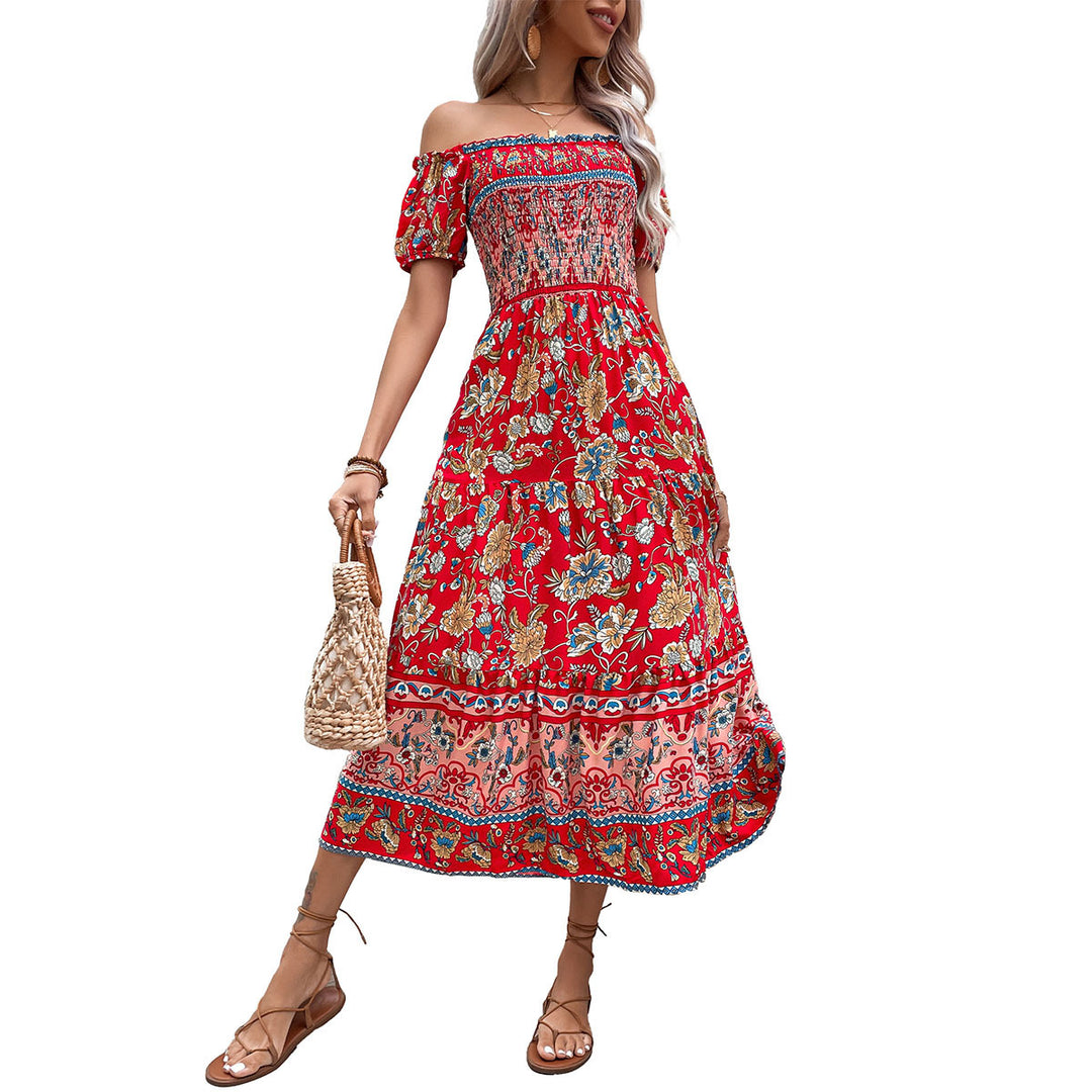Femme Off-Shoulder Bohemian Maxi Kjole Stilla