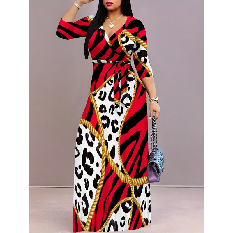 Dame Floral Wrap Maxi Kjole med justerbart bånd Stilla