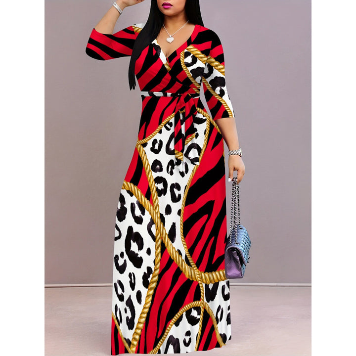 Dame Floral Wrap Maxi Kjole med justerbart bånd Stilla