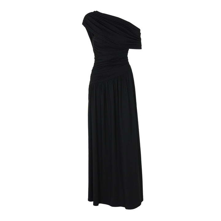 Dame Elegant asymmetrisk maxikjole med draperinger Skovae
