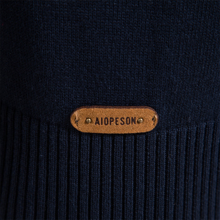 Herre strikpullover med moderne halvmidtlynlås og stribet design Stilla