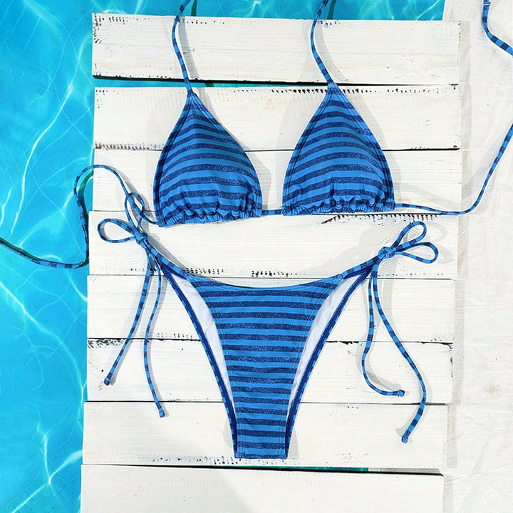 Dame triangle bikini med legende prikmønster og justerbar talje Skovae