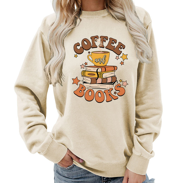 Dame sweatshirt med kreativ kaffe bog design Stilla