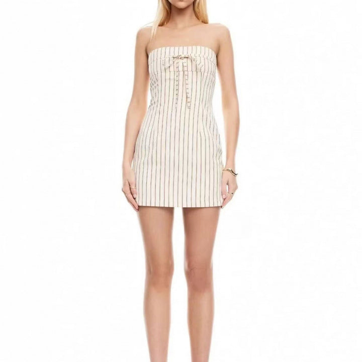 Dame Stropeløs Floral Broderet Mini Kjole Stilla