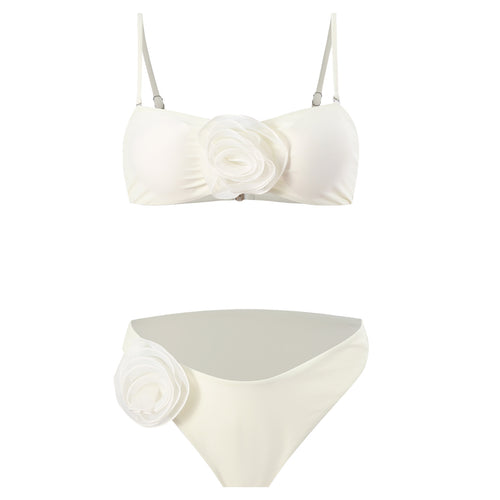 Dame Bikini-sæt med blomsterdetalje og justerbare stropper Stilla