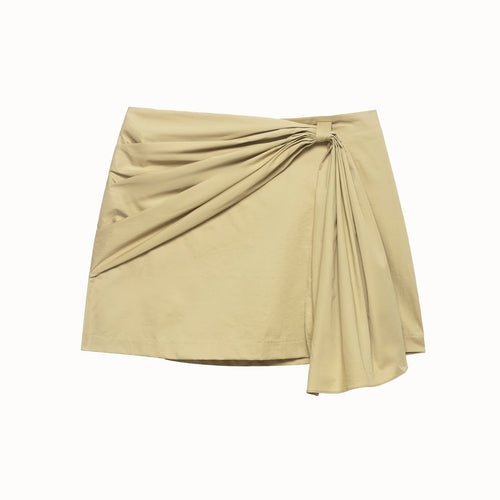Dame wrap skirt med asymmetrisk design og dekorative draperinger Skovae