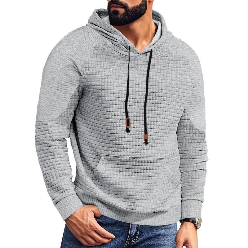 Herrer nano quiltet hoodie med kvadratisk struktur og kængurulomme Skovae