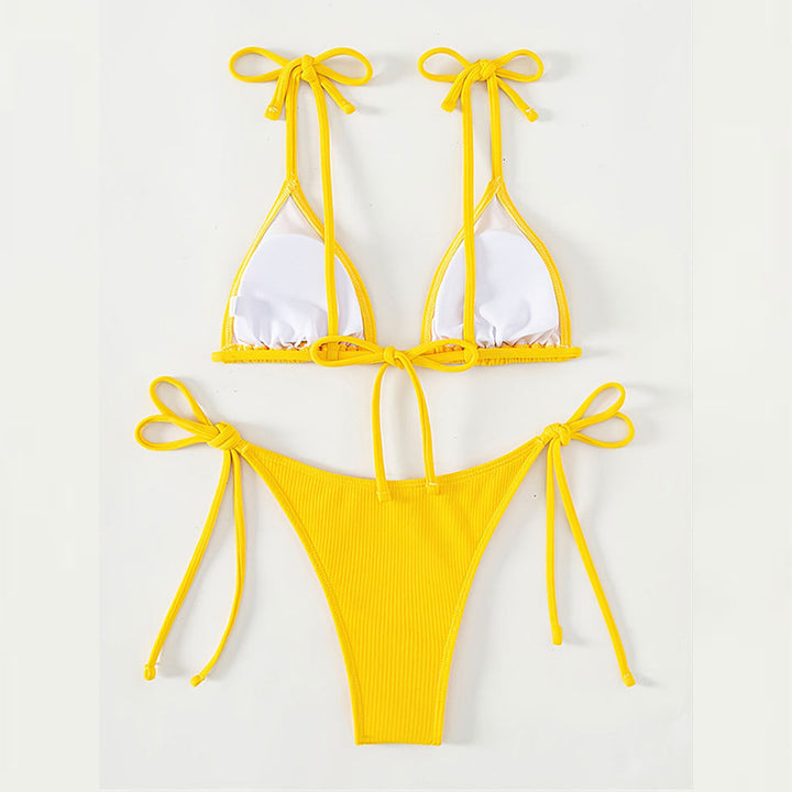 Dame trekant-bikini med justerbare stropper og høj udskæring Skovae