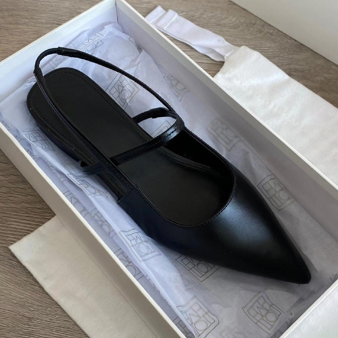 Dame elegante spidse Slingback-Flats med to-rem design Stilla