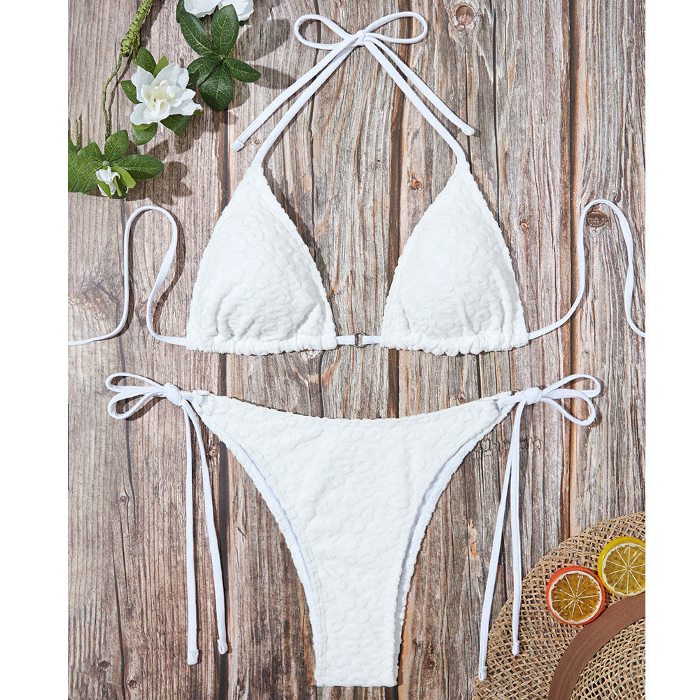 Dame Triangel-Bikini med dekorativt ruffles-design og justerbare bindebånd Stilla