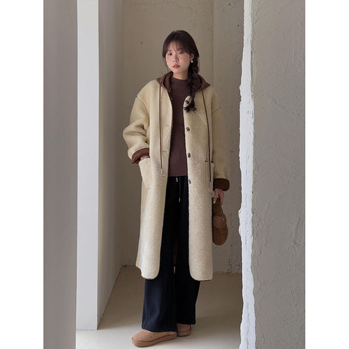 Dame Oversized Uld-Jakke med luksuriøst Teddy-Materiale Stilla