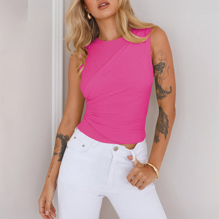 Dame kropsnært wrap-top med asymmetrisk design og rynkning Stilla