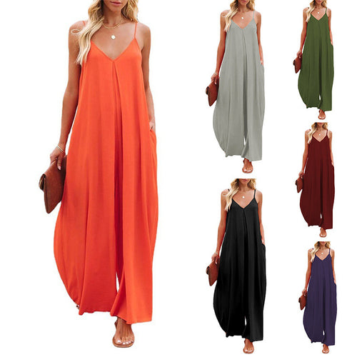 Dame Flydende Maxi-Overall med Justerbare Stropper Stilla