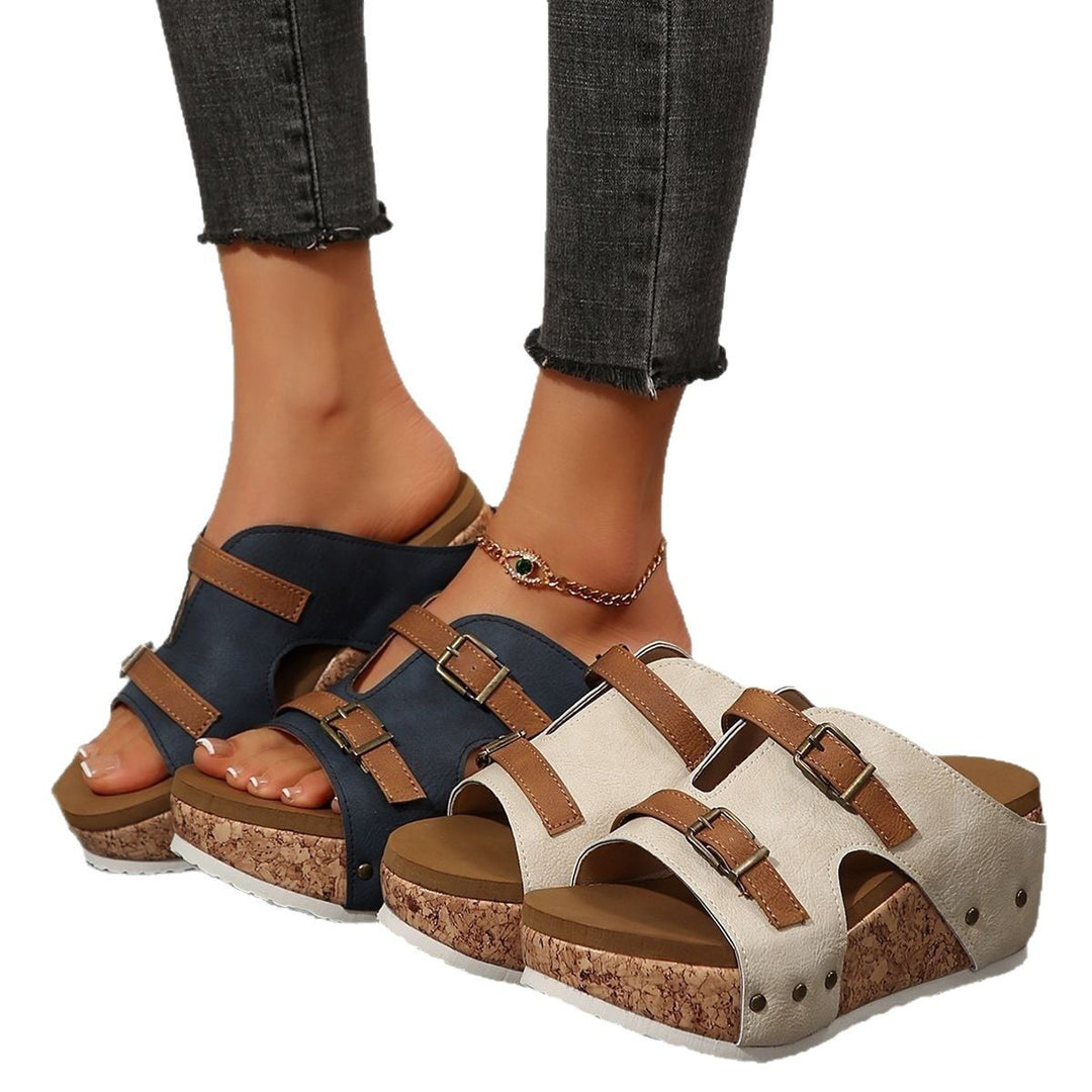 Dame moderate plateau-sandaler med justerbare remme og korksål Stilla