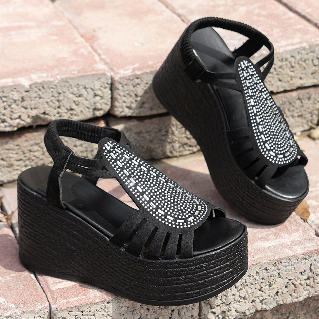 Dame mode Plateau-Sandaler med funklende pyntedesign Stilla