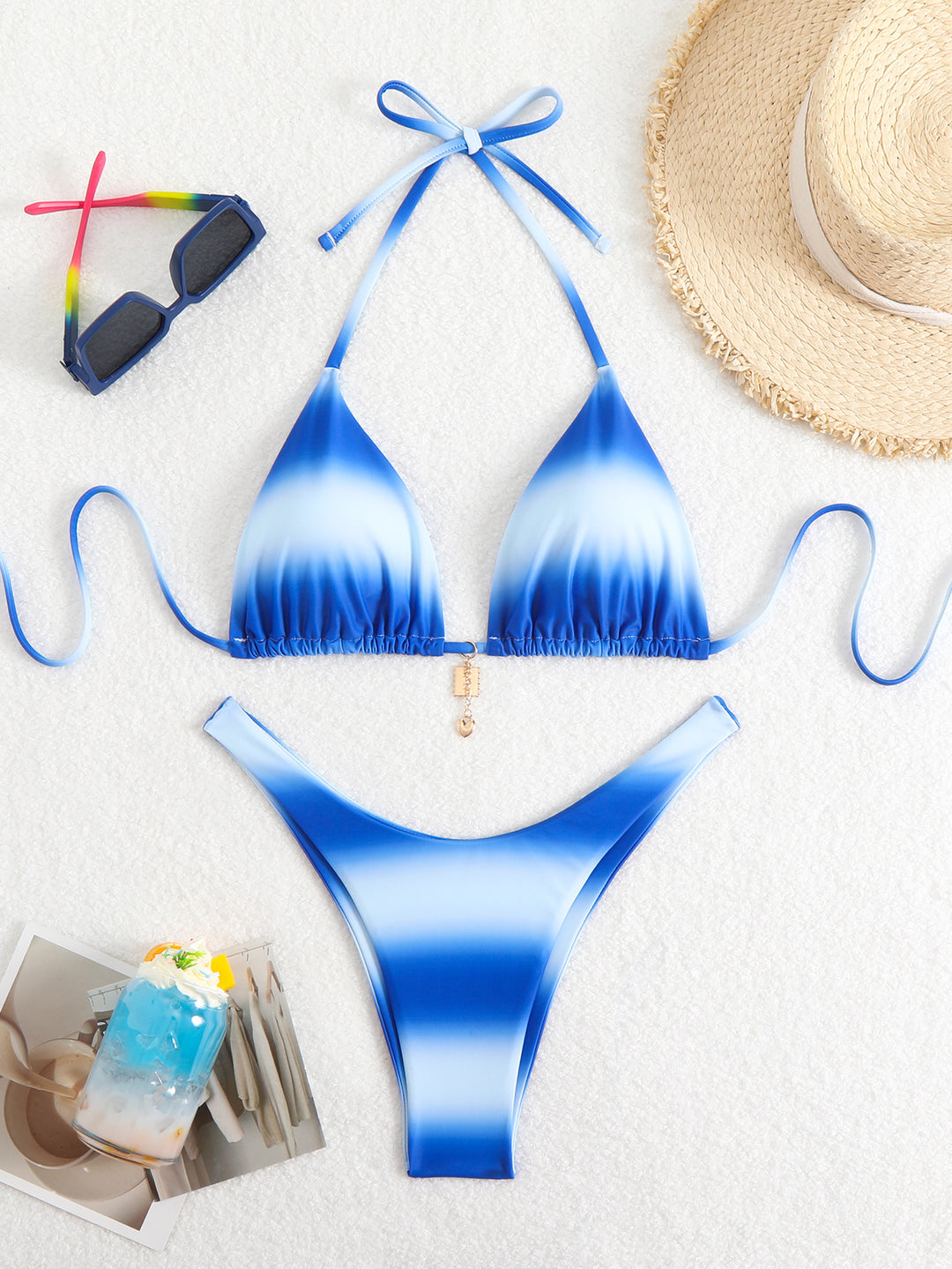 Dame Triangel-Bikini med glitrende farvegradient Skovae