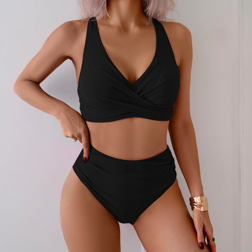 Dame højtaljet bikini-sæt med elegant indviklet design Skovae