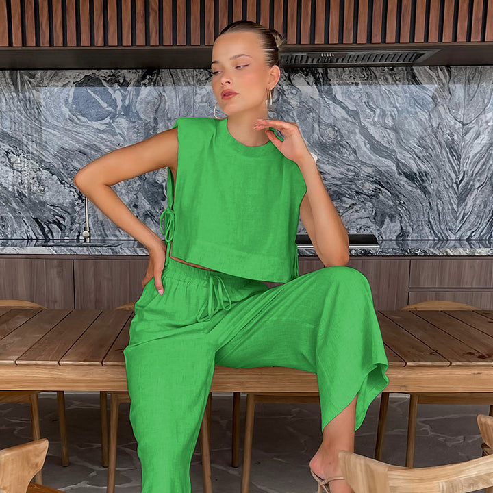 Dame afslappet crop-top med sidelukninger Stilla