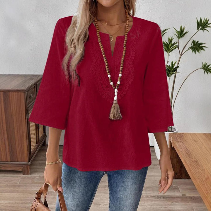 Dame afslappet bluse med detaljeret broderi Stilla