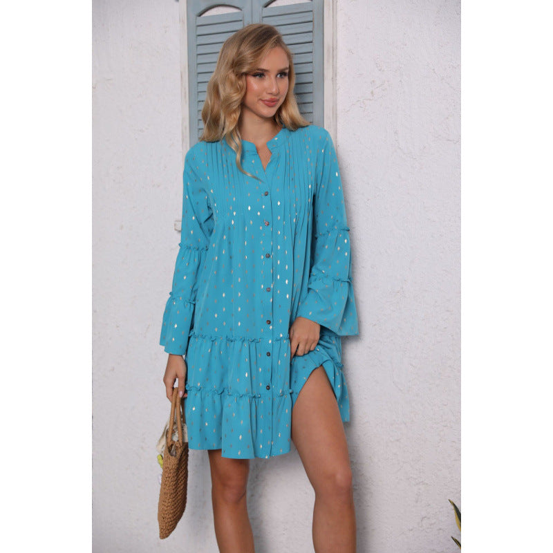 Dame Button-Up Lag Mini Kjole Stilla