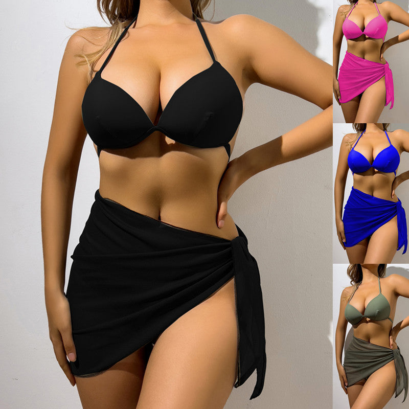 Damer Bikini-sæt med justerbar top og elegant indpakningsskørt Skovae