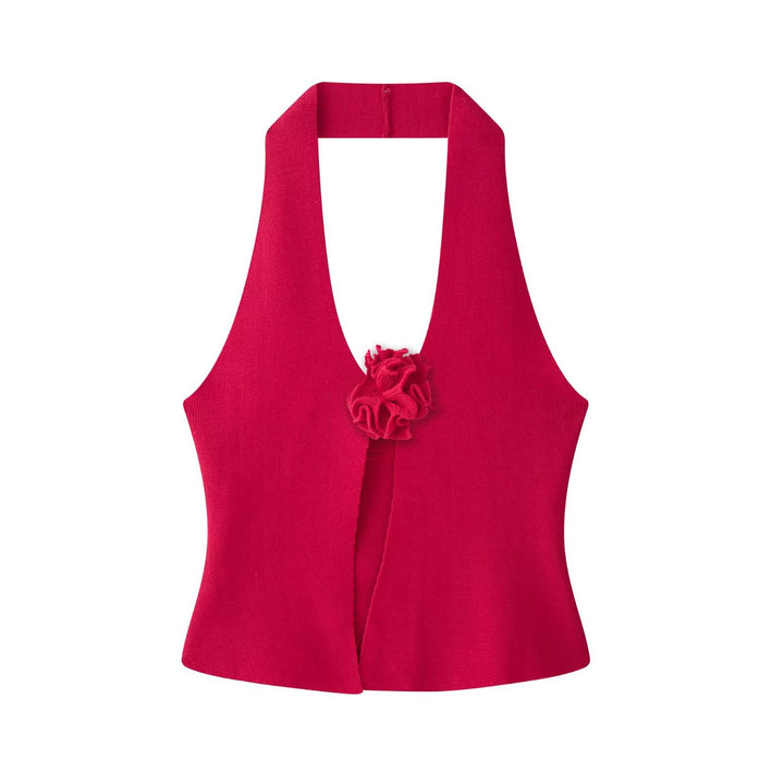 Femme Elegante Ærmeløs Bluse med Floral Accent Stilla