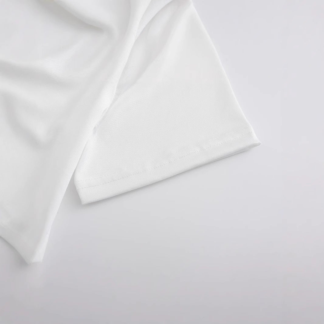 Dame Crop-Top med vidunderligt kaninmotiv og sløjfetryk Skovae