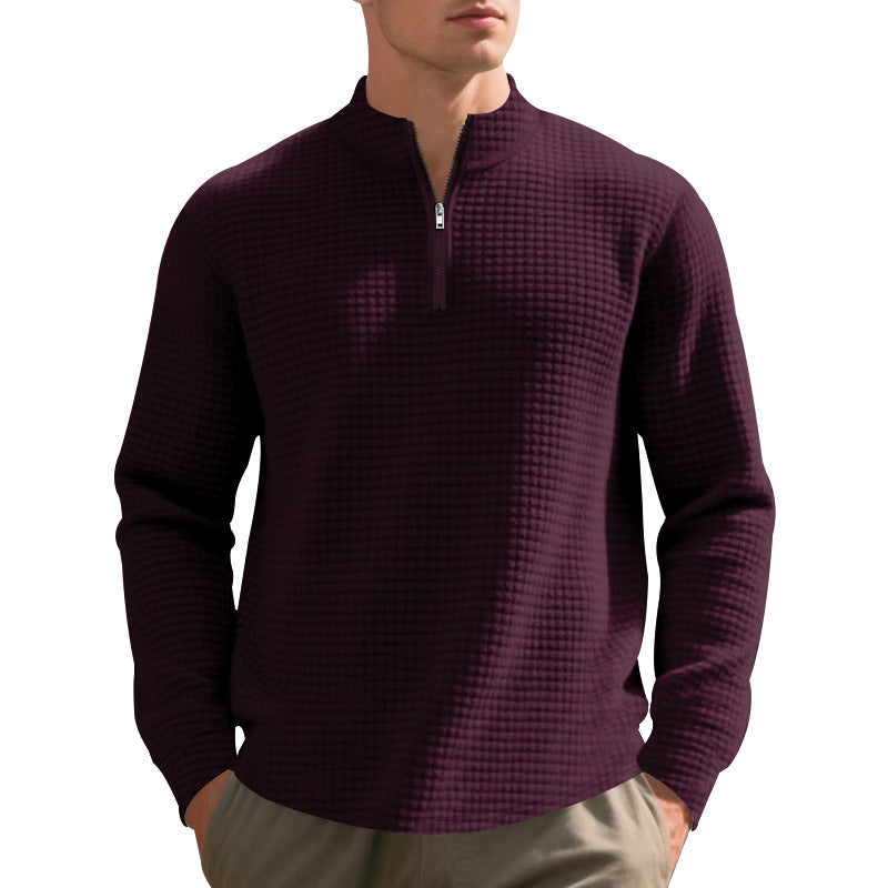 Herren fritid fleece sweater med moderne ståkrave og halv lynlås Stilla