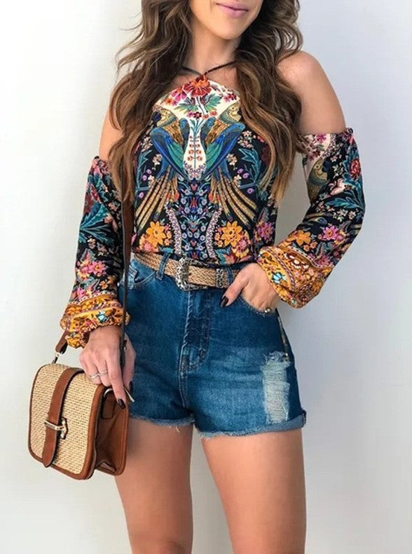 Kvinder Bohemian Kold-Skulder Bluse Stilla