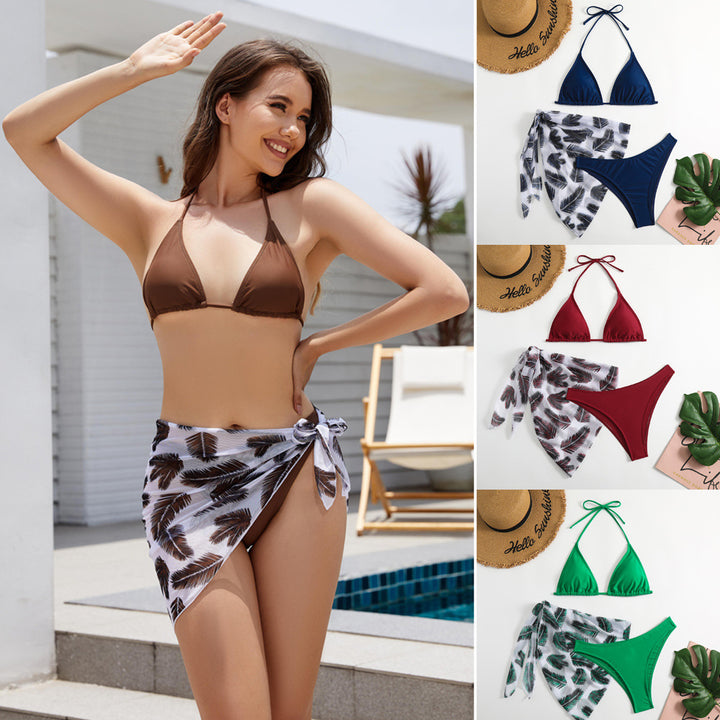 Dame Triangel-Bikini-Sæt med gennemsigtig Sarong Stilla