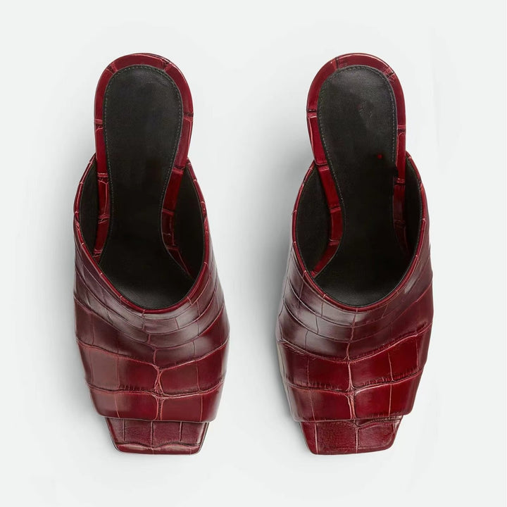 Femme Åbne Tå Chunky Heel Mules med Dekorativ Knote Detalje Stilla