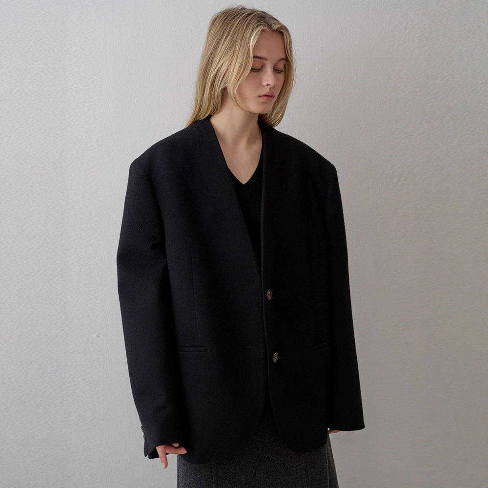 Kvinders elegante strikket blazer med asymmetrisk snit Stilla