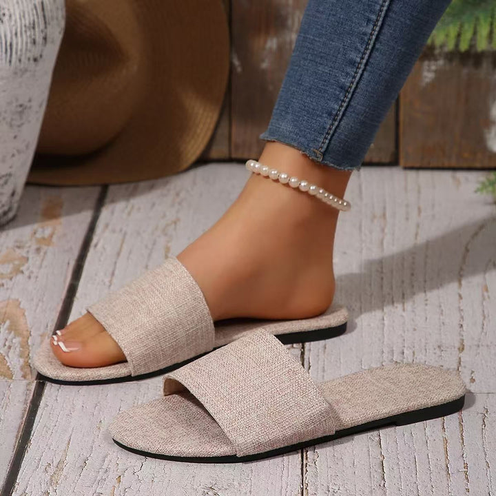 Dame Åben Slip-On Pantoletten med modet materiale og ergonomisk fodseng Stilla