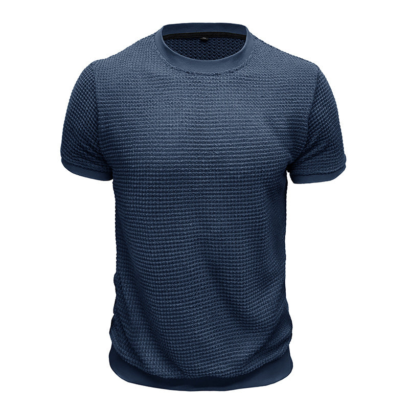 Herrer Rundhalsshirt lavet af struktureret materiale med åndbare egenskaber Stilla