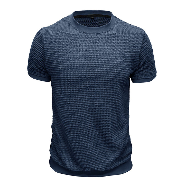 Herrer Rundhalsshirt lavet af struktureret materiale med åndbare egenskaber Stilla