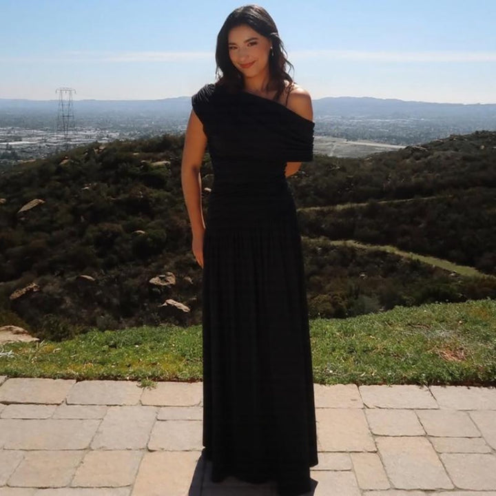 Kvinder Off-Shoulder Maxi Kjole med Drapering Detaljer Skovae