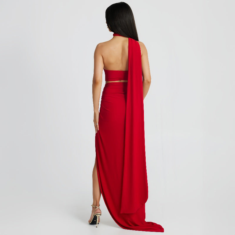 Dame Elegant Maxi-kjole med asymmetrisk snit og forførende benudskæring Stilla