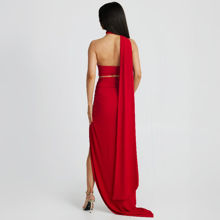 Dame Elegant Maxi-kjole med asymmetrisk snit og forførende benudskæring Stilla