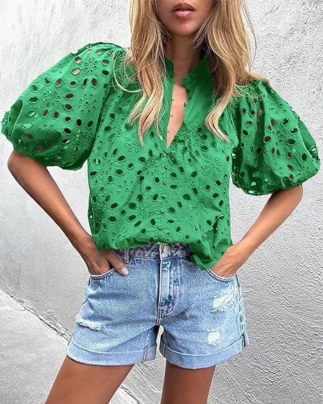Dame elegant bluse med spids Stilla