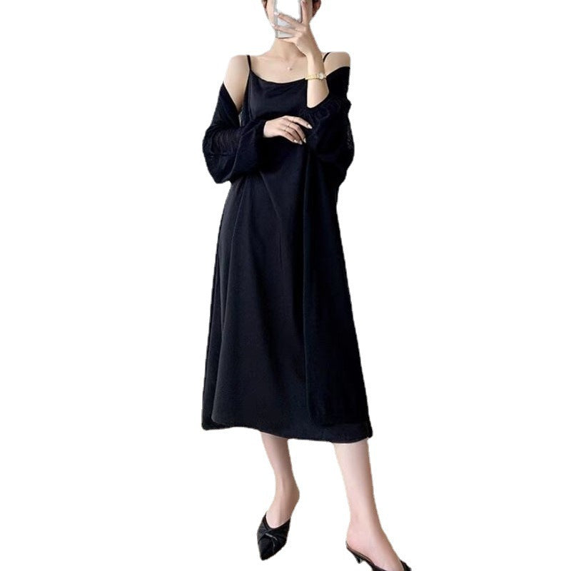 Dame maxi kjole med let kimono overlay Stilla