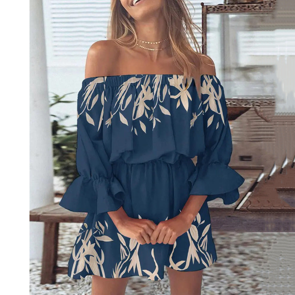 Dame Off-Shoulder Bluse med blomster mønster Stilla