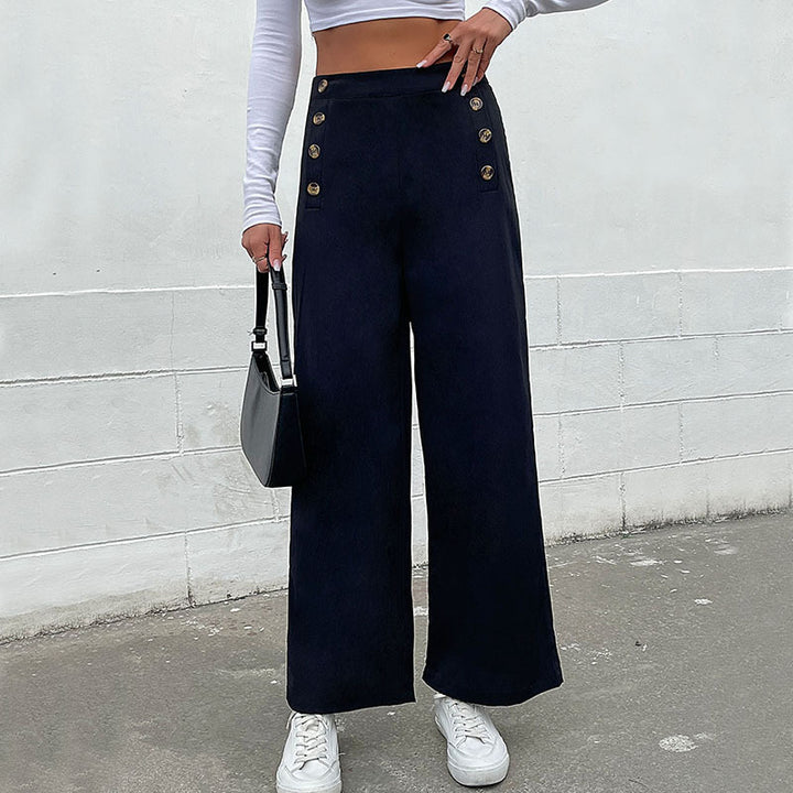 Dame Tailored Loose Bukser med Knapdetaljer Stilla