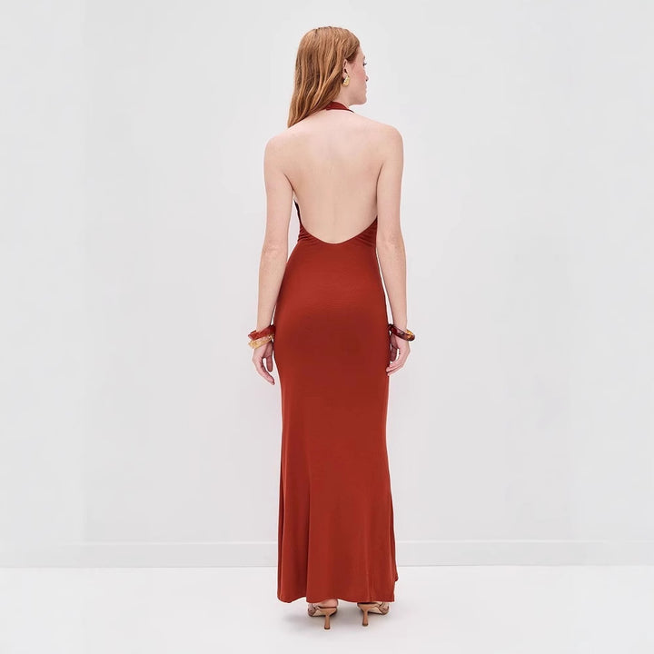 Dame Elegant Halsbånd Maxi Kjole Stilla