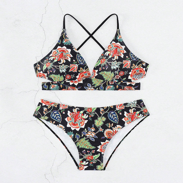 Dame bikini-sæt med blomsterdesign og høj talje Stilla