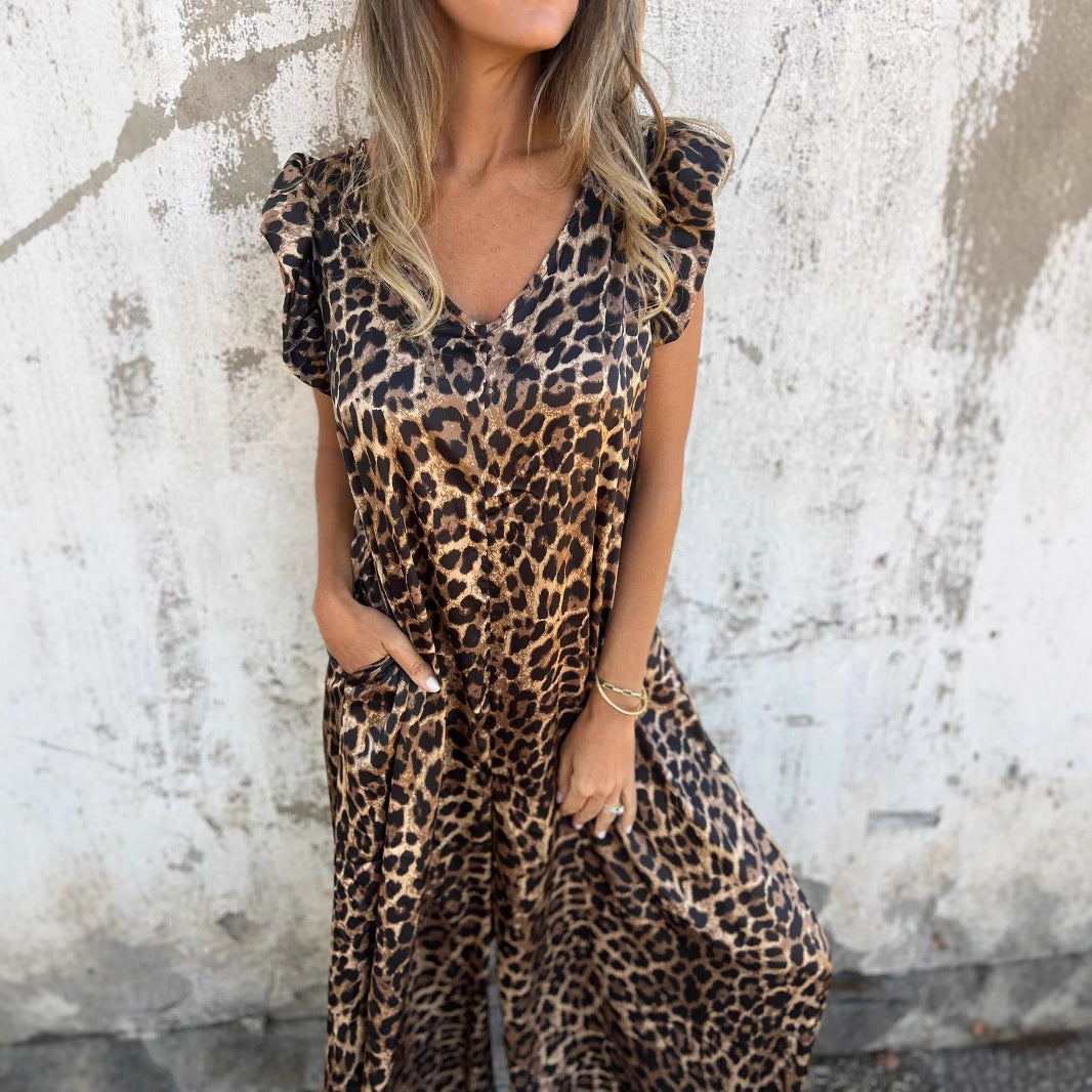Dame Maxi-kjole med elegant leopardmønster og afslappet snit Stilla