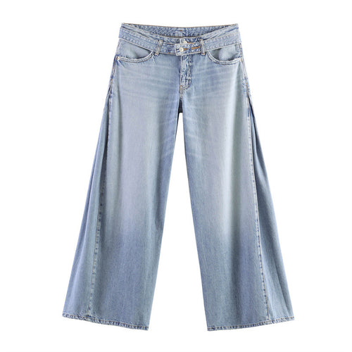 Dame Bred Jeansbukser i afslappet snit med sidelange splitter Skovae