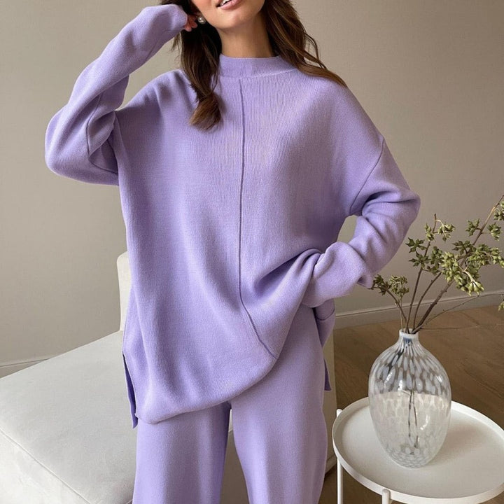 Kvinders casual sweatshirt sæt med løs pasform og høj krave Stilla