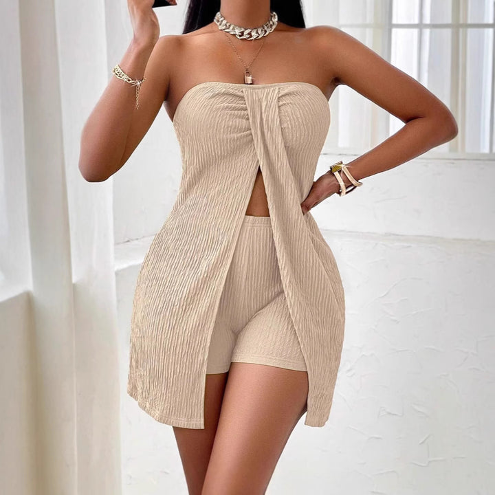 Dame Stropløs Jumpsuit med Draperet Overlay Stilla